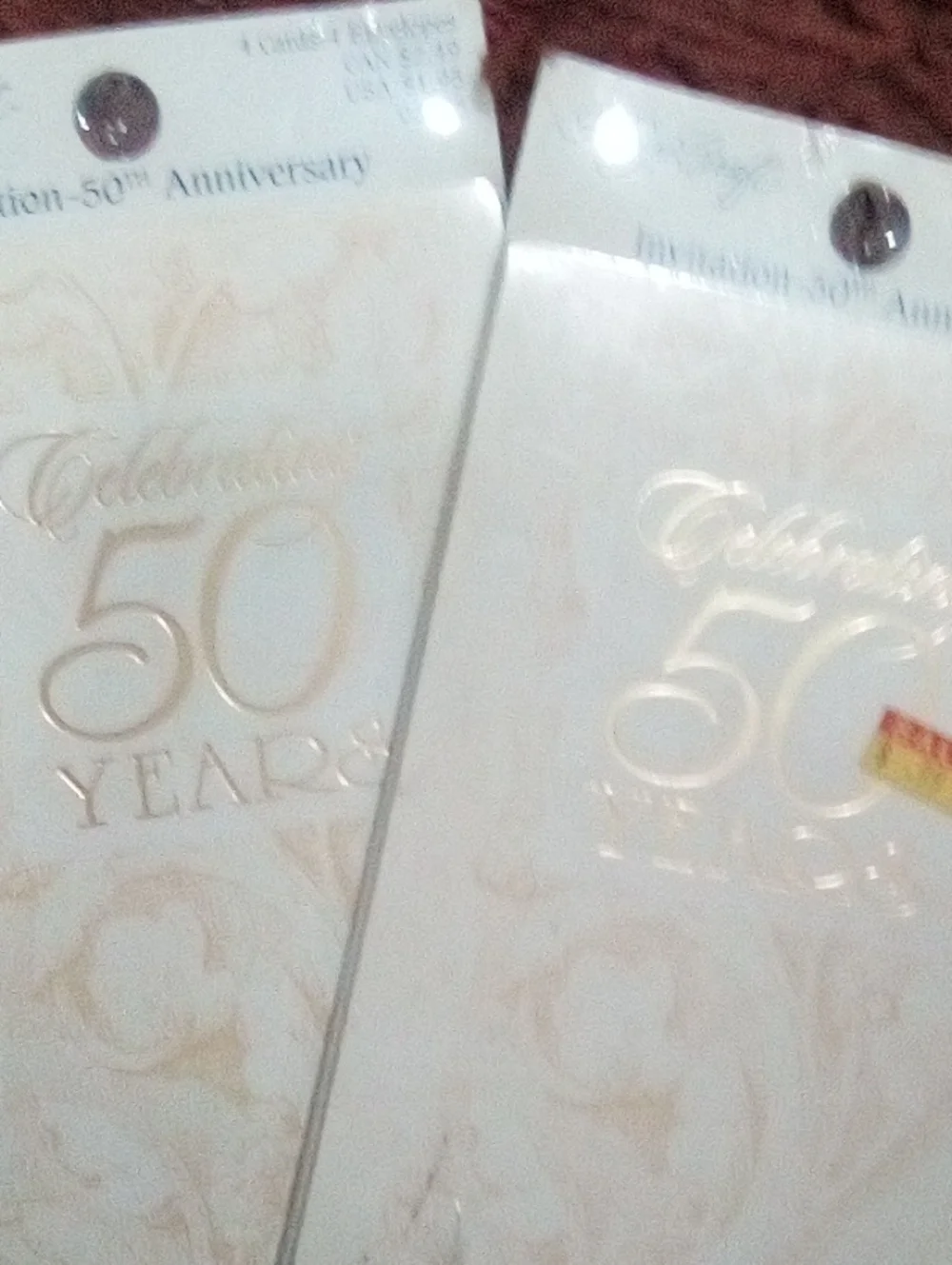 2 Packs 8 Invite Total 50th Anniversary Celebration Greeting Cards Gold & White